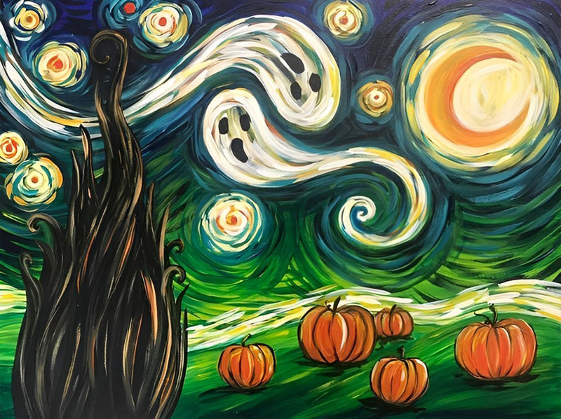 Starry Night and Pumpkins Diamond Painting