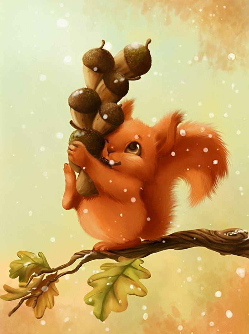 Squirrel and Hazelnuts Diamond Painting