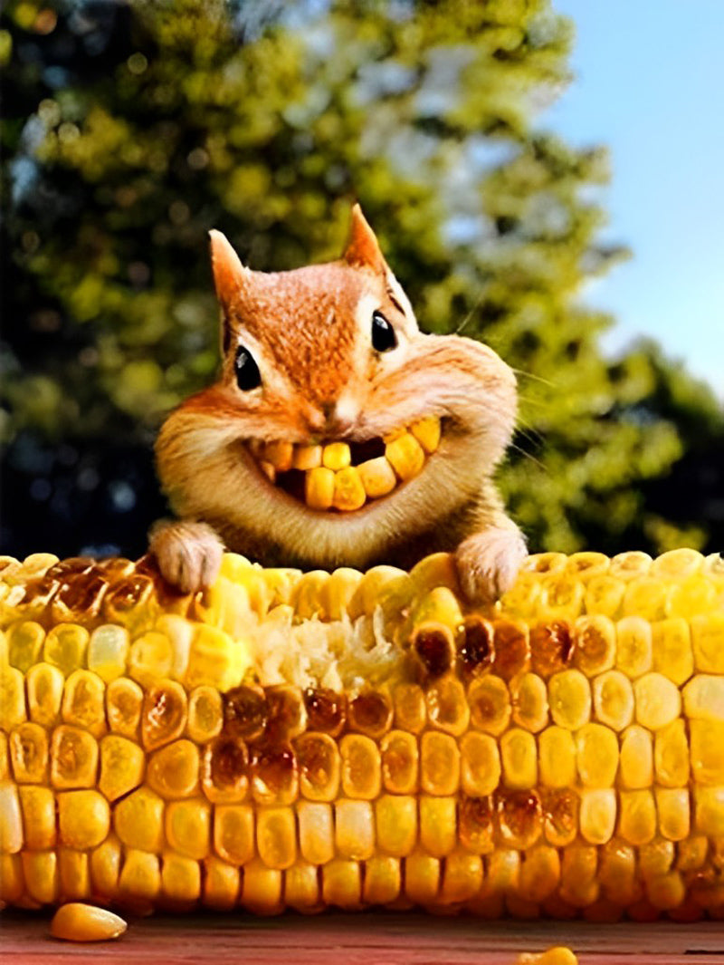 Squirrel and Corn Diamond Painting