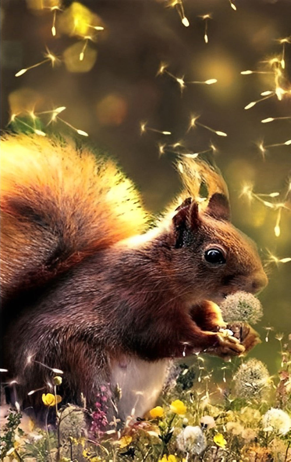 Squirrel and Dandelions Diamond Painting
