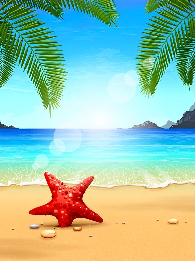 Red Starfish on the Beach Diamond Painting
