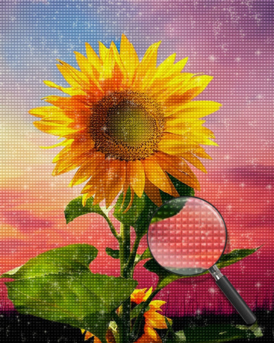 Sunflower and Red Sky Diamond Painting