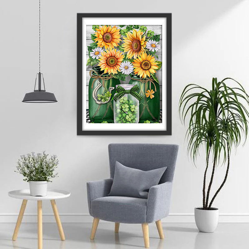 Sunflowers and Four Leaf Clovers Diamond Painting