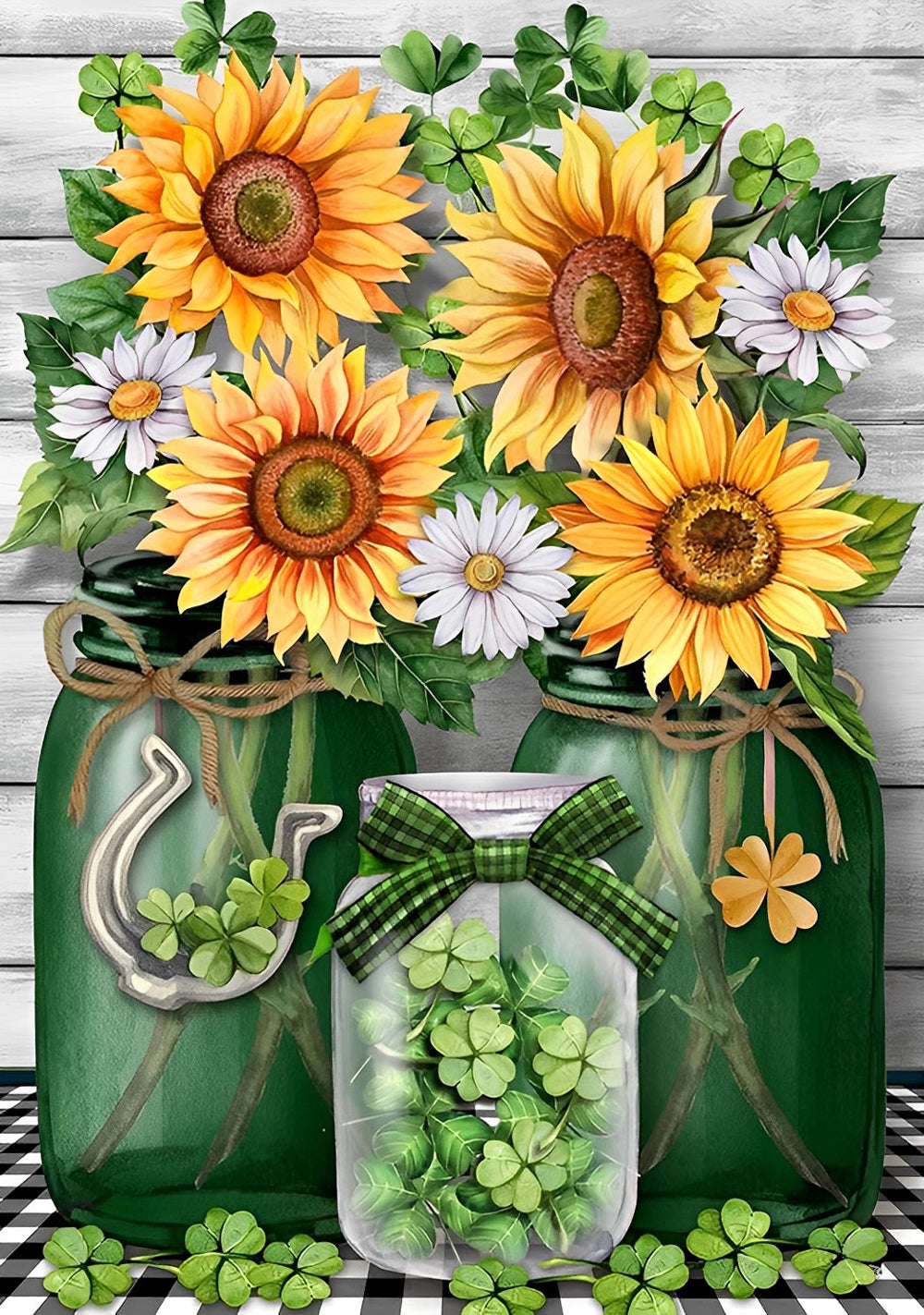 Sunflowers and Four Leaf Clovers Diamond Painting