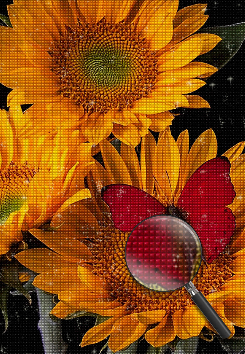 Sunflowers and Red Butterfly 5D DIY Diamond Painting Kits