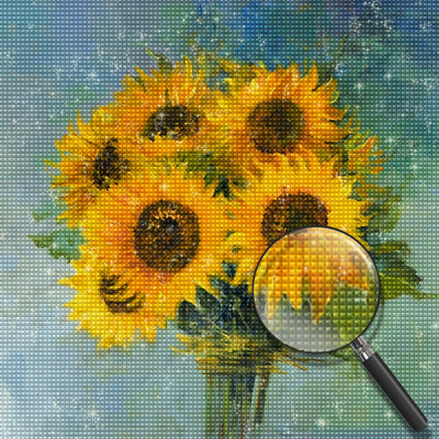 A Bouquet of Drawn Sunflowers Diamond Painting