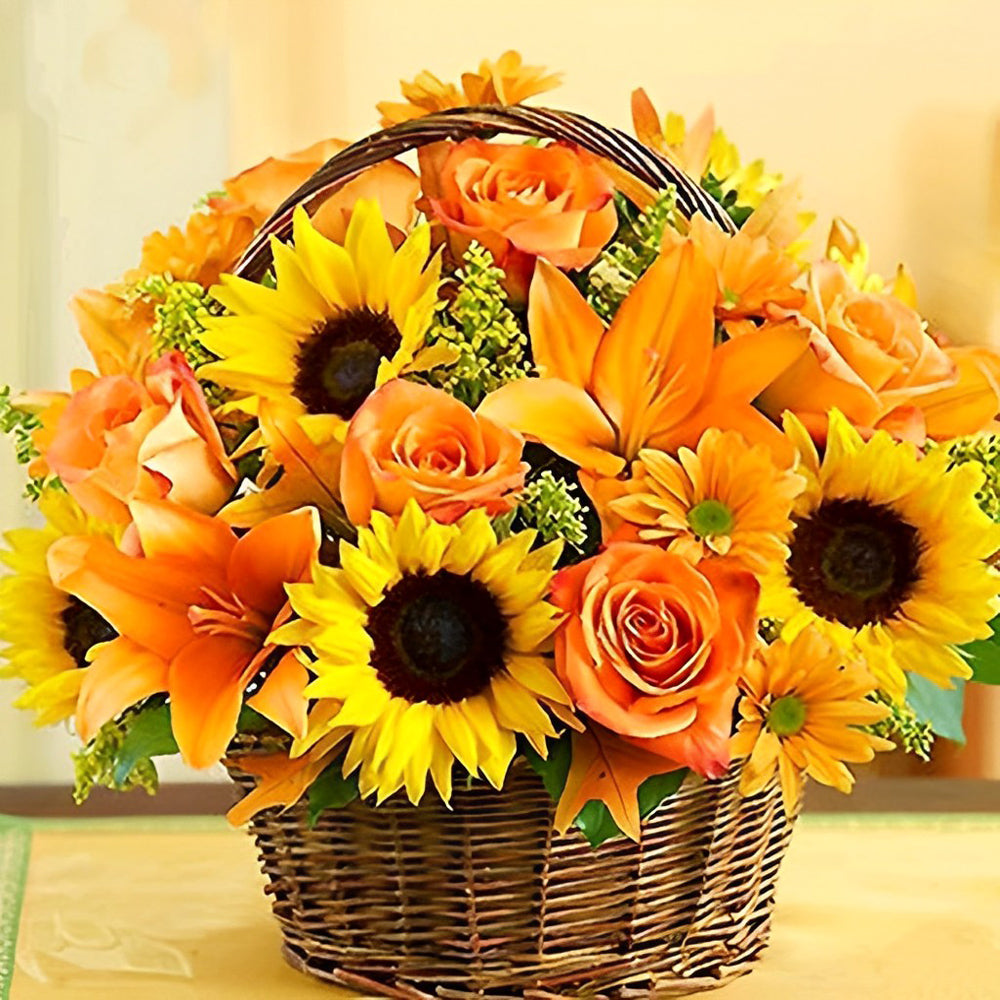 Warm Tone Flowers in a Basket Diamond Painting