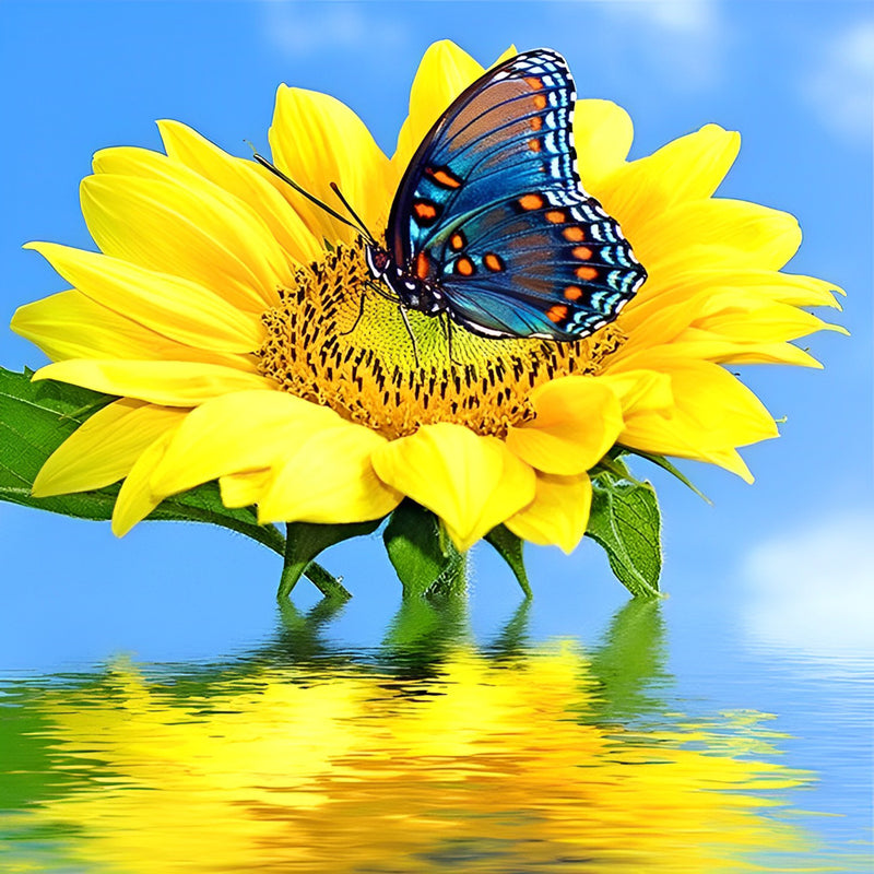 Sunflower and Blue Butterfly 5D DIY Diamond Painting Kits