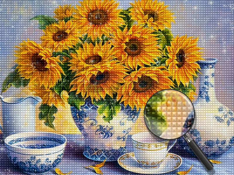 Sunflowers and Blue and White Porcelain 5D DIY Diamond Painting Kits