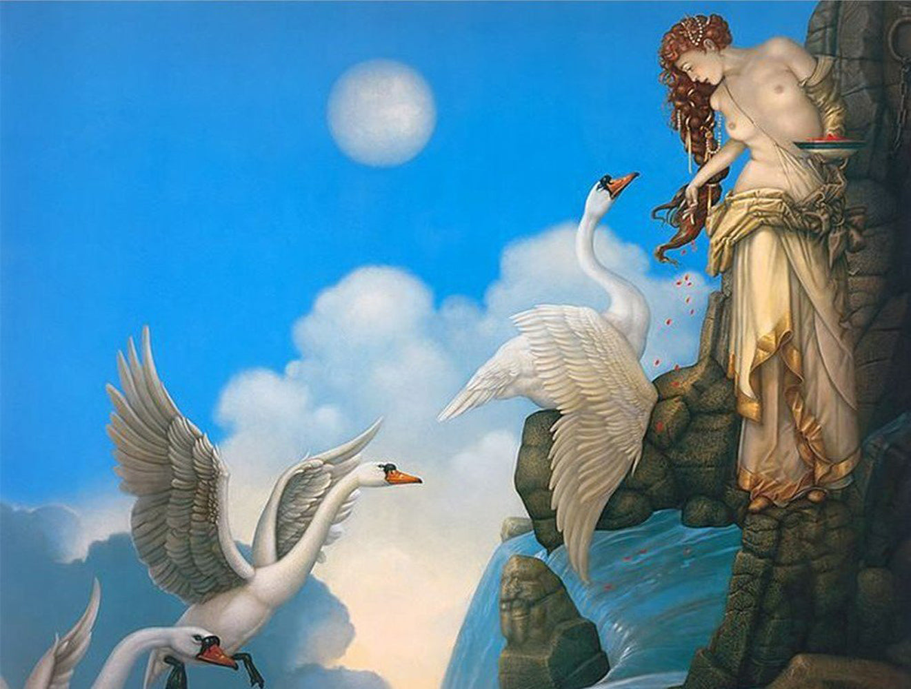Swans and Goddess Diamond Painting