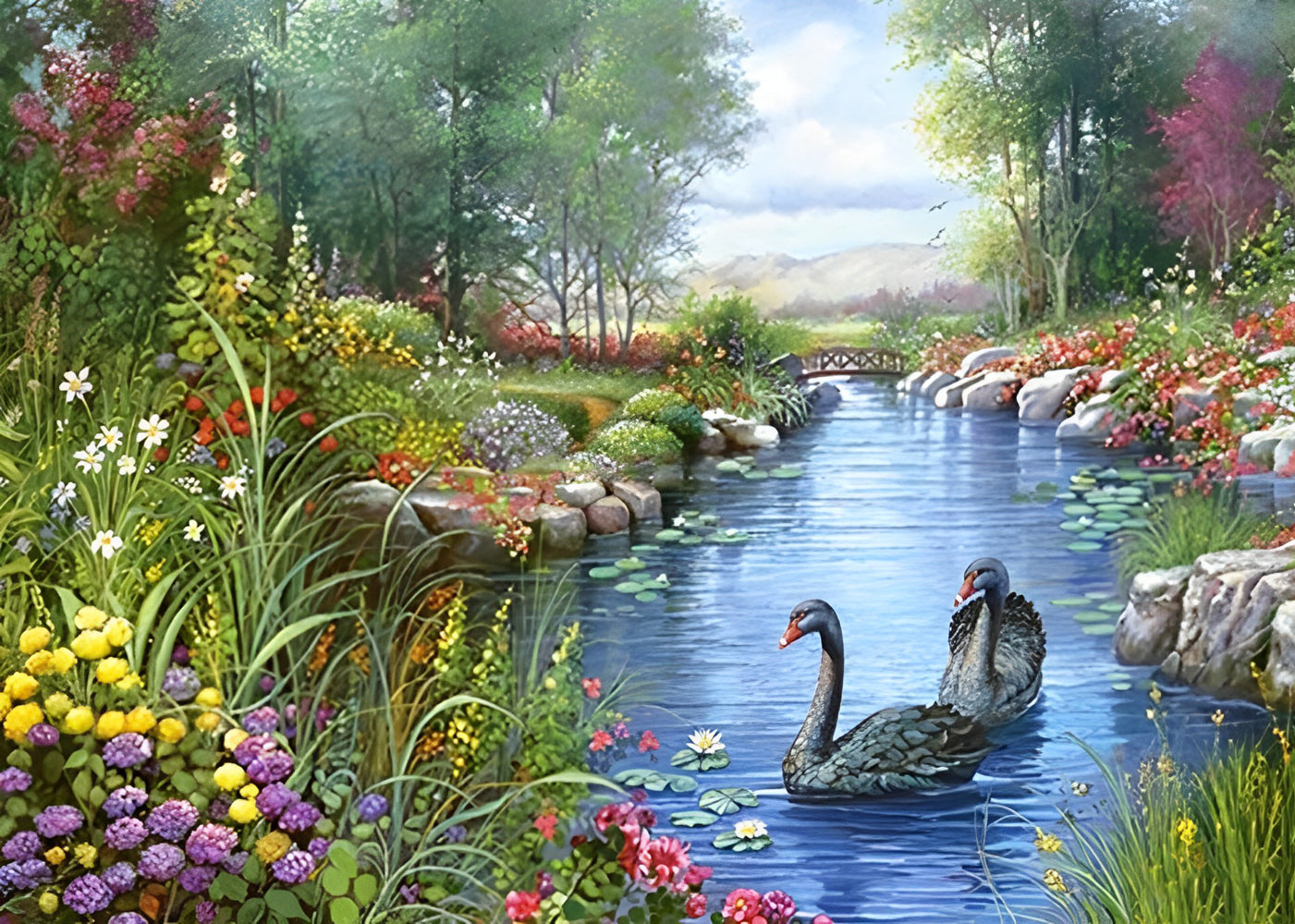 Black Swans Diamond Painting