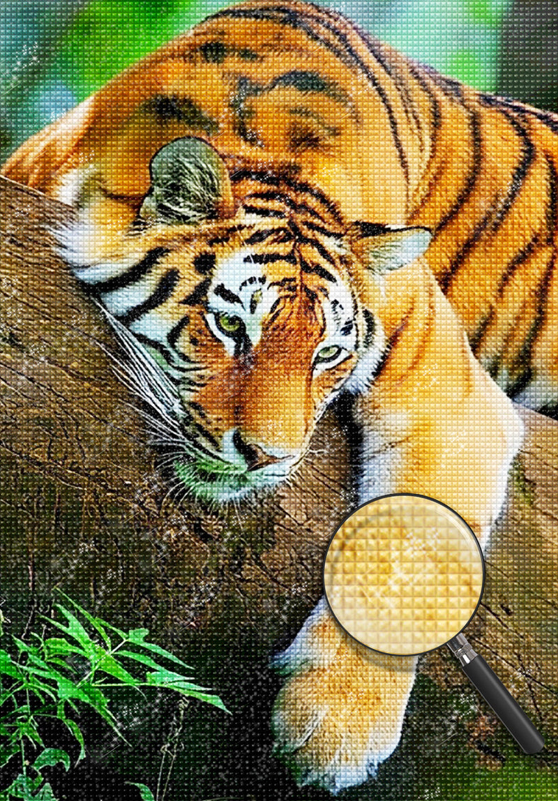 Tiger Lying on the Tree Trunk 5D DIY Diamond Painting Kits