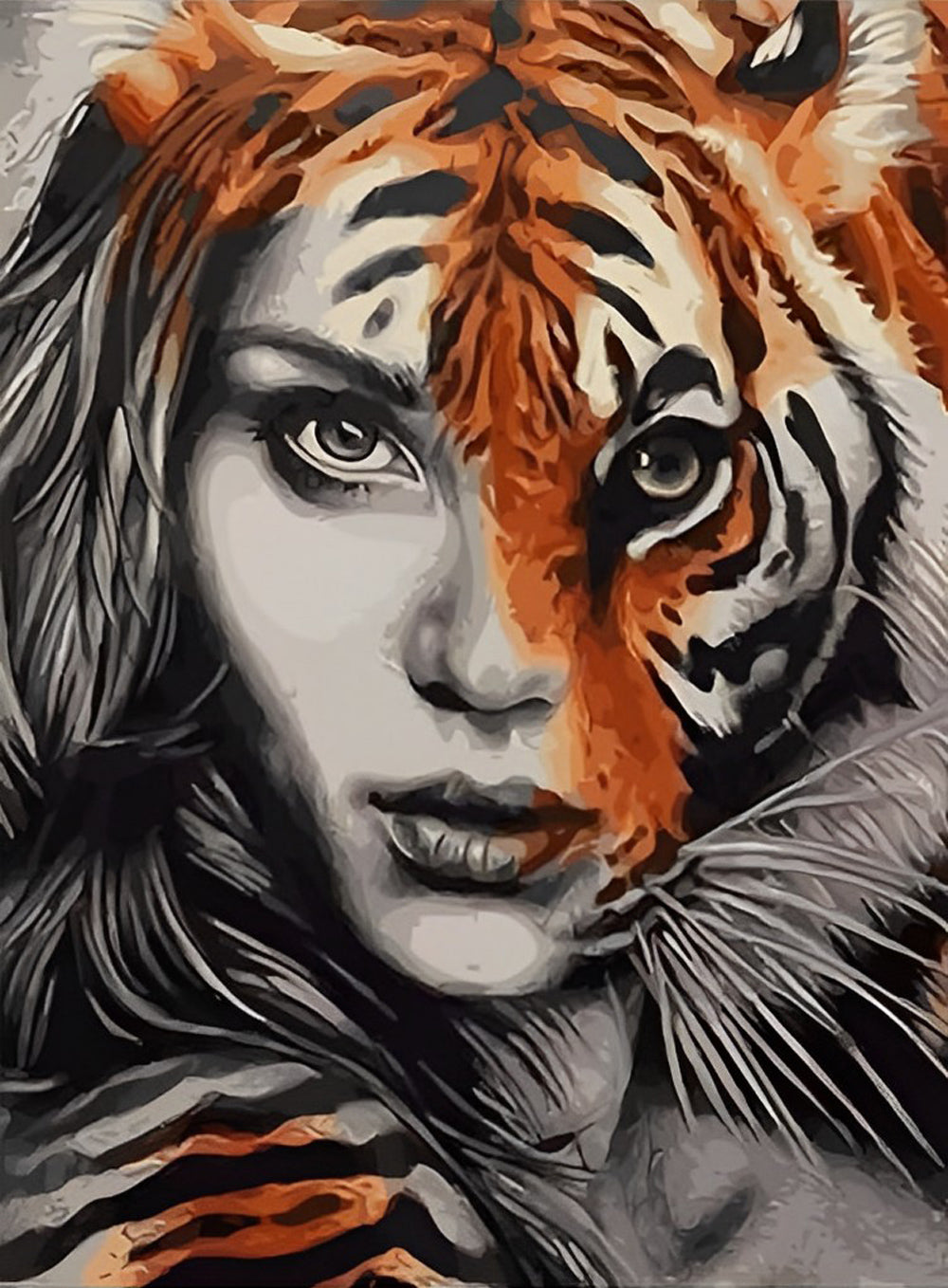 Tiger and Woman Diamond Painting