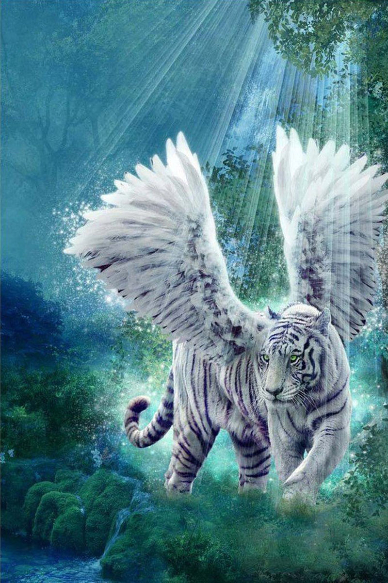 White Tiger with Wings 5D DIY Diamond Painting Kits