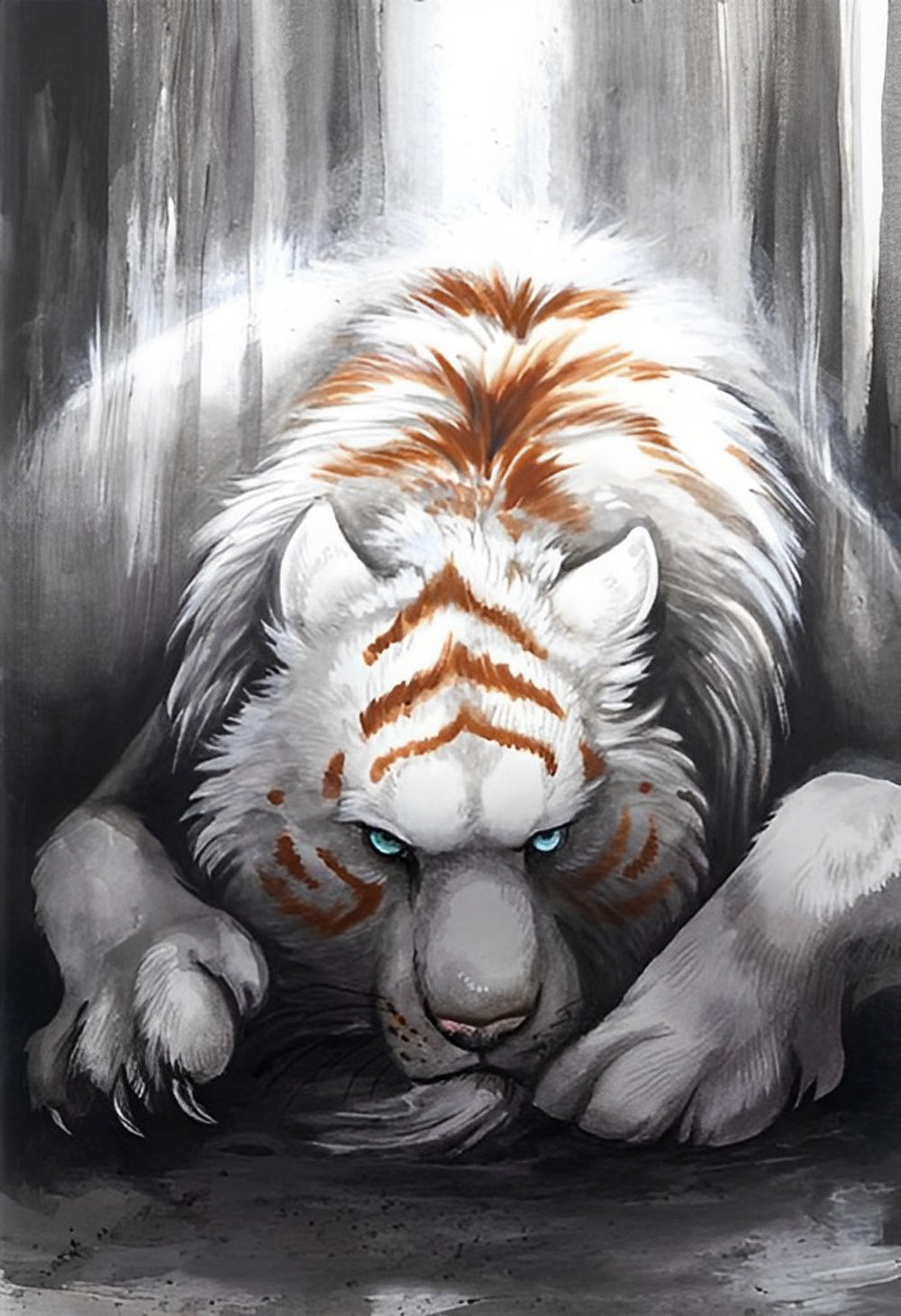 Black Tiger with Red Patterns Diamond Painting