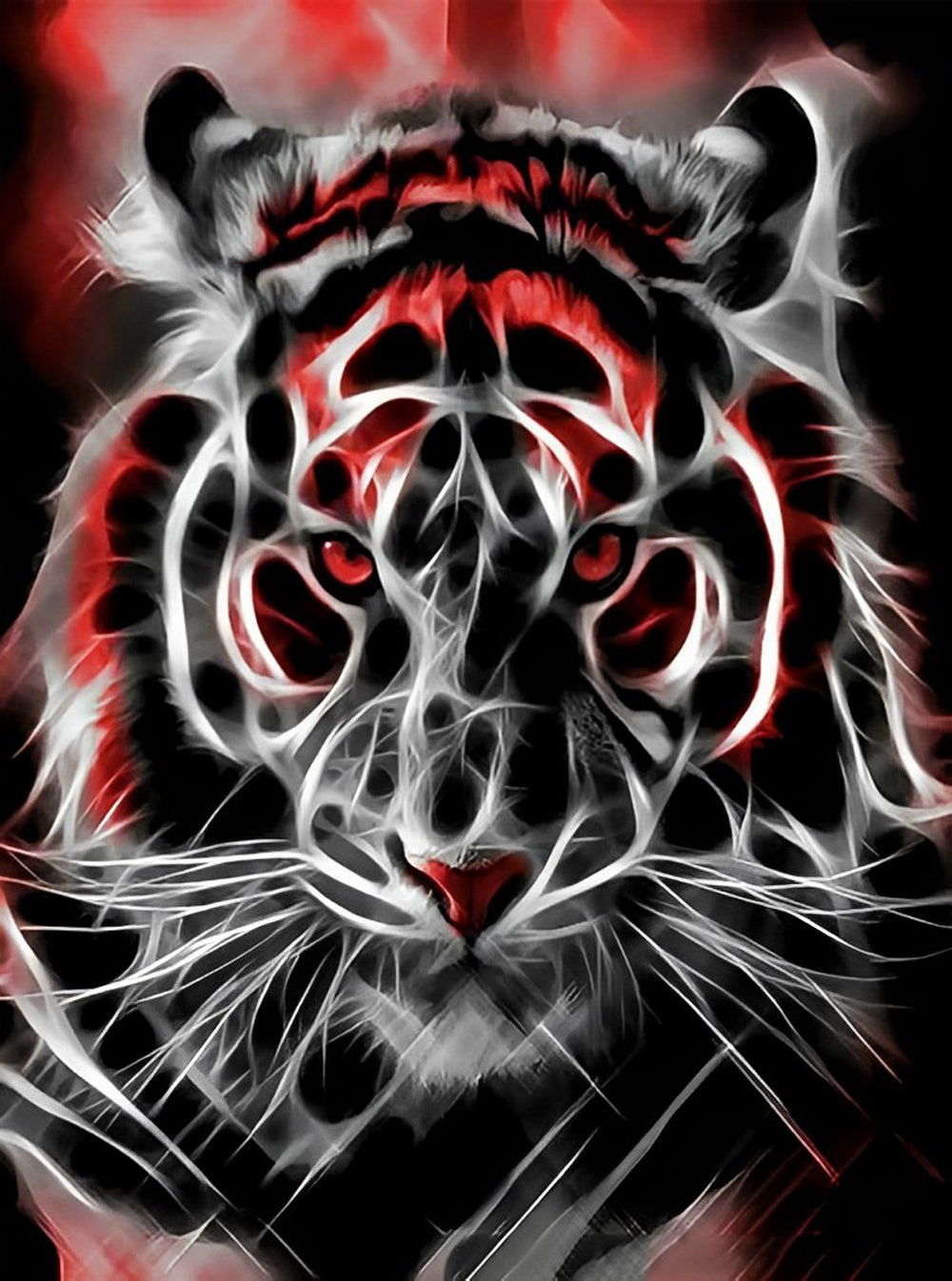 Black & Red Tiger Diamond Painting