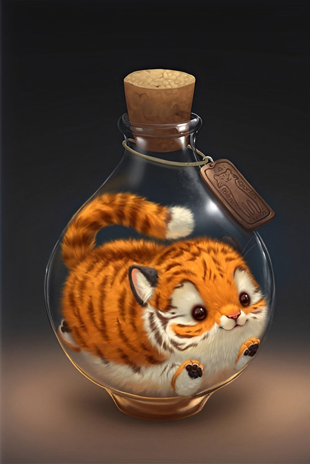 Cute Tiger in Little Bottle Diamond Painting