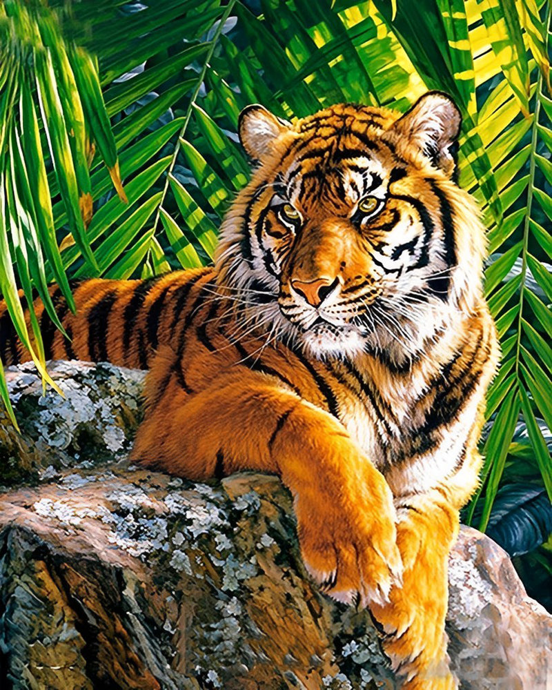 Tiger Lying on a Stone 5D DIY Diamond Painting Kits