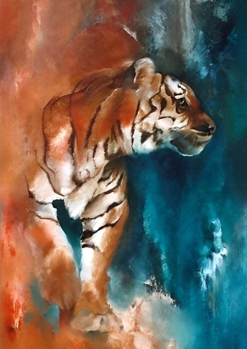 Red and Blue Bengal Tiger 5D DIY Diamond Painting Kits
