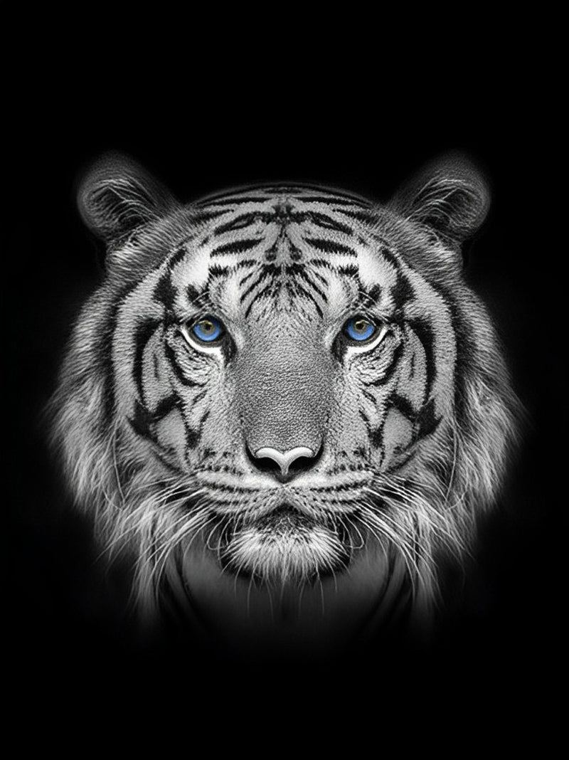 White Tiger with Round Face 5D DIY Diamond Painting Kits