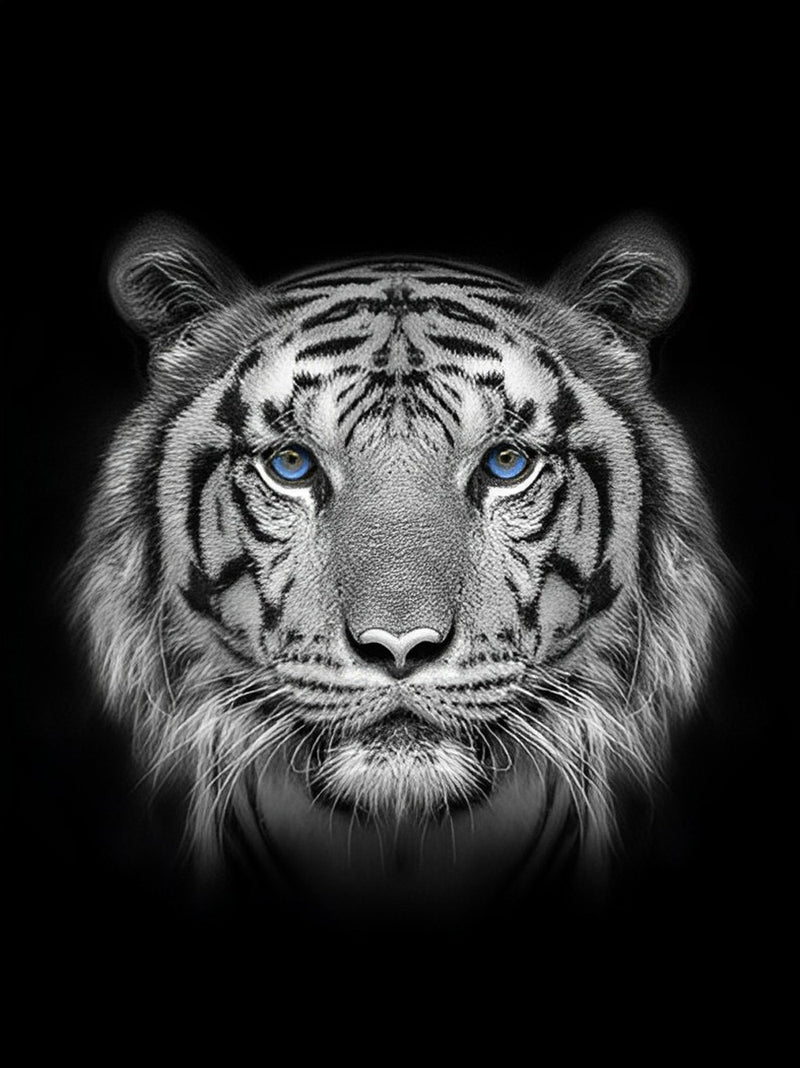 White Tiger with Round Face Diamond Painting