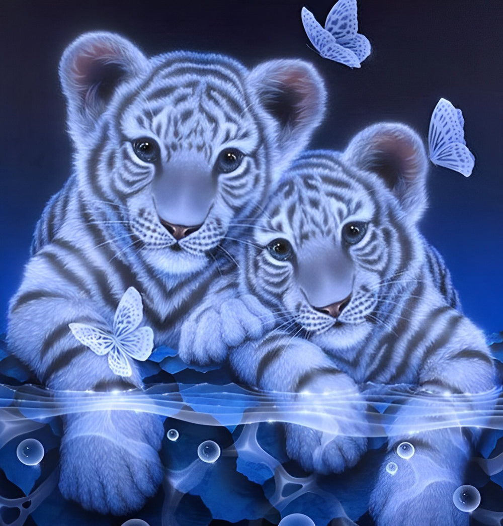 Two Little White Tigers Diamond Painting