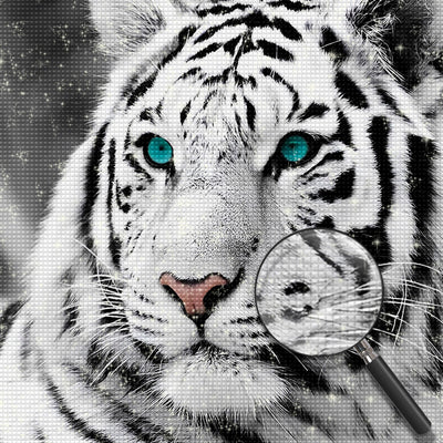 White Tiger with Blue-Green Eyes Diamond Painting