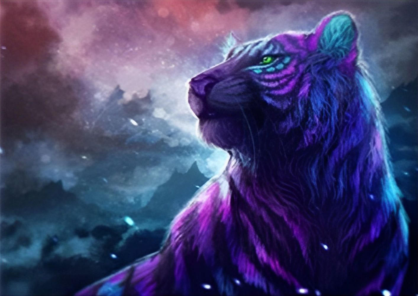 Purple & Blue Tiger Diamond Painting