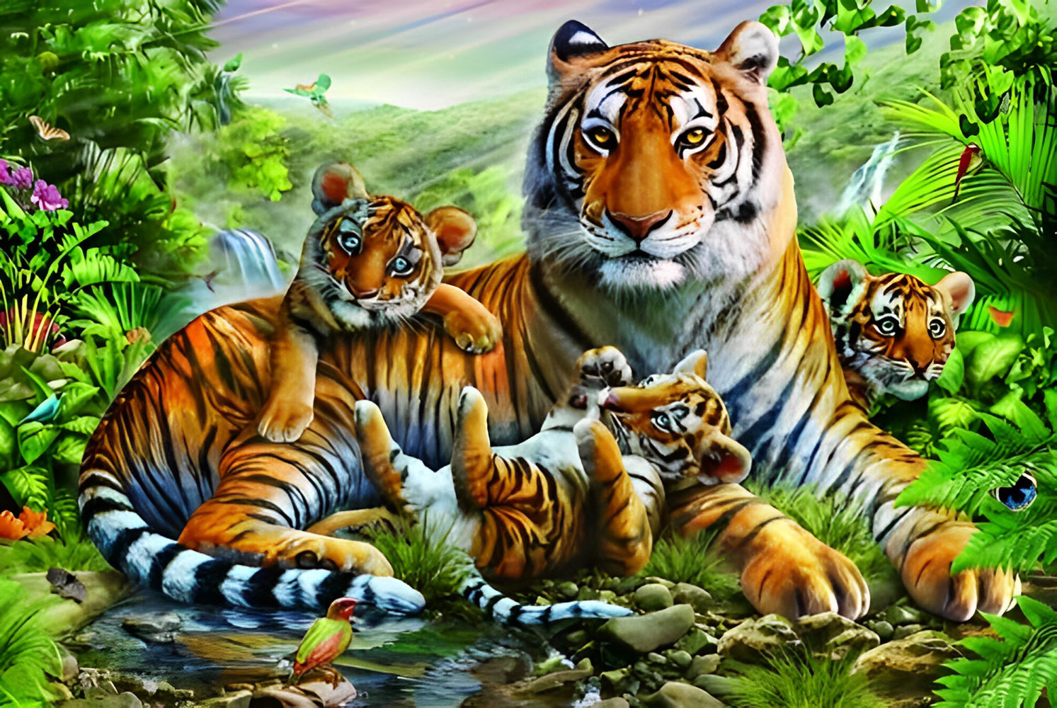 Family of Tiger Diamond Painting