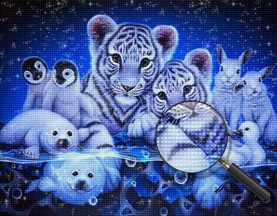 Little White Tigers and Other White Animals Diamond Painting