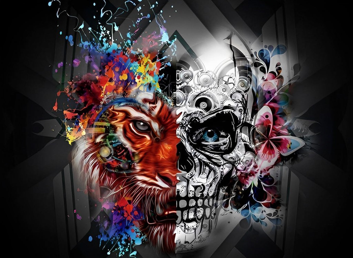 Tiger and Skeleton Diamond Painting