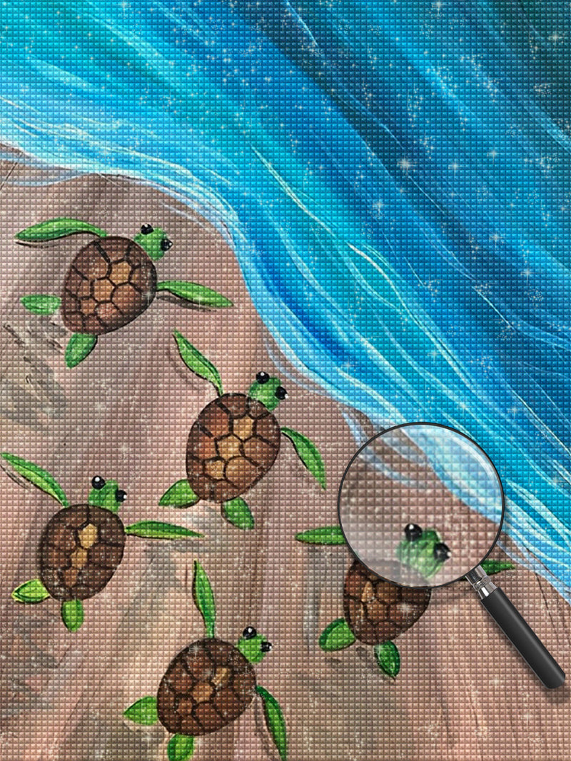 Cartoon Turtles on the Beach 5D DIY Diamond Painting Kits