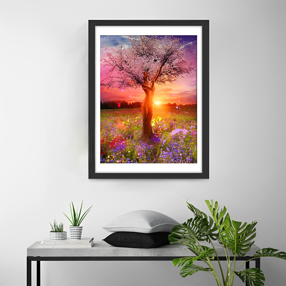 Woman and Tree Plant Diamond Painting