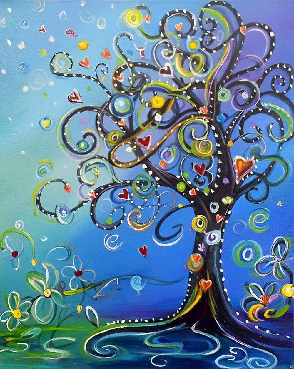 Beautiful Tree Drawn Diamond Painting
