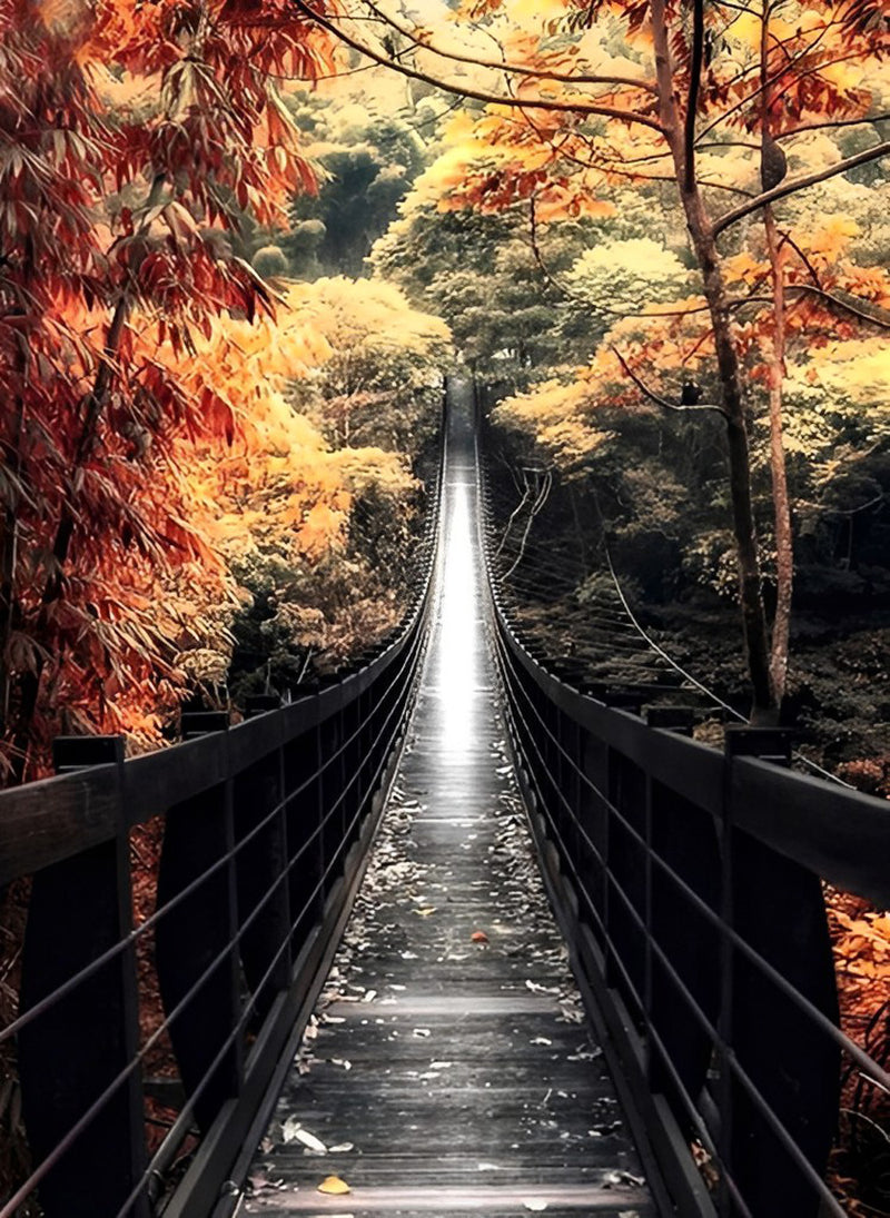 Trees and Bridge Diamond Painting