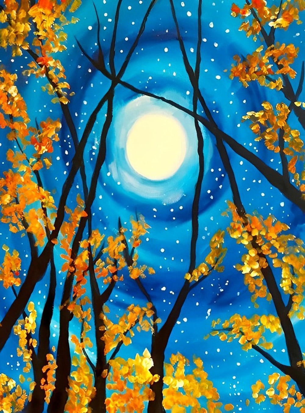 Trees and the Moon Diamond Painting