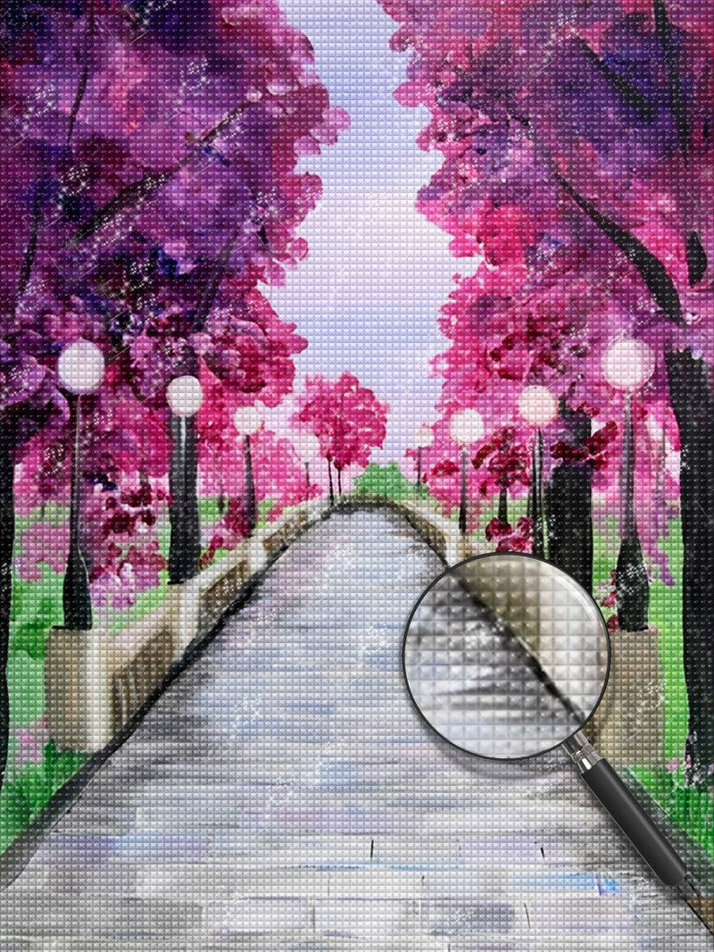 Pink Trees and Little Path Diamond Painting