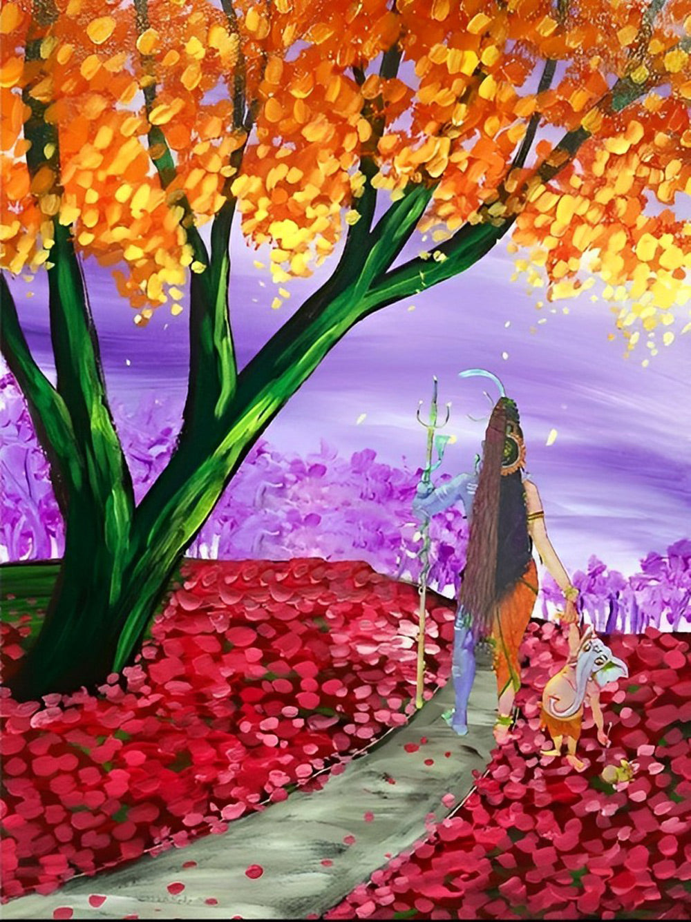 Large Tree and Woman Diamond Painting