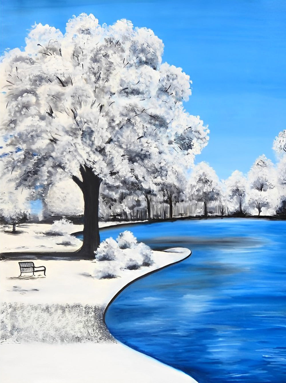 Silver Trees and Lake Diamond Painting