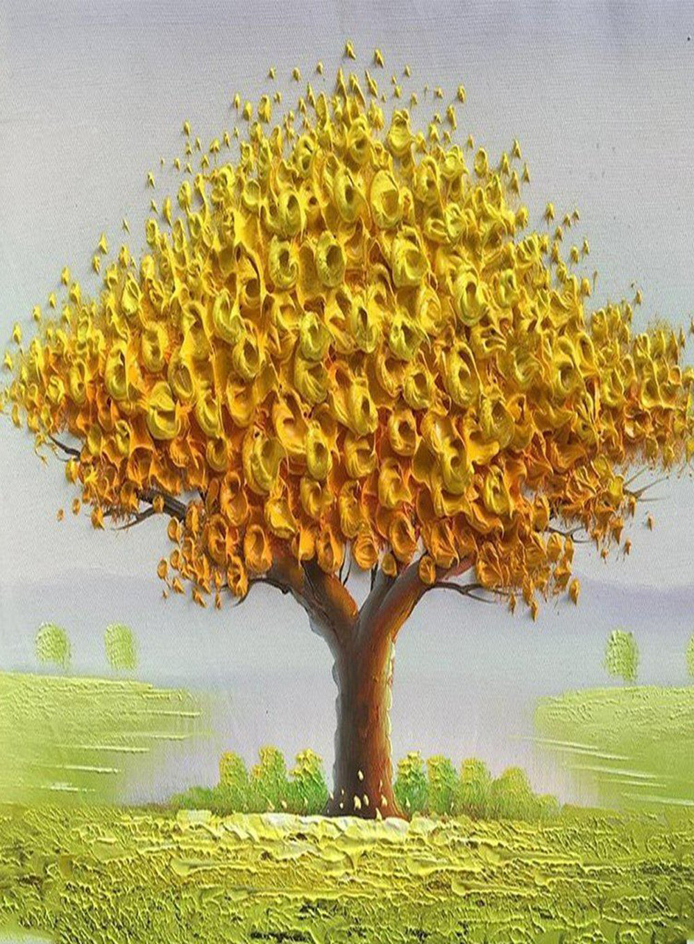 Tree of Golden Leaves Drawn Diamond Painting