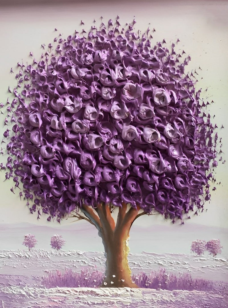 Tree of Purple Leaves Drawn Diamond Painting