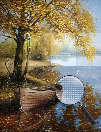 Winter Tree and Wooden Boat 5D DIY Diamond Painting Kits
