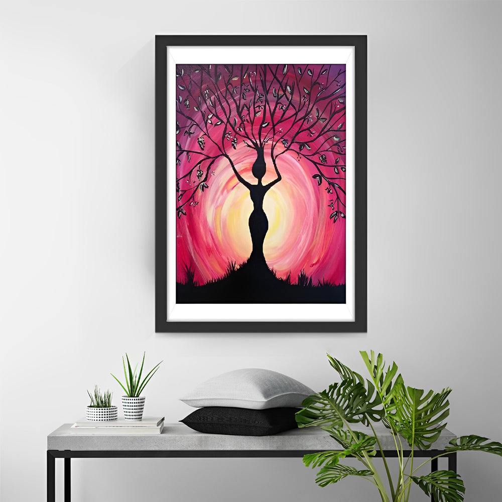 Woman with Tree Hands and Hair Diamond Painting