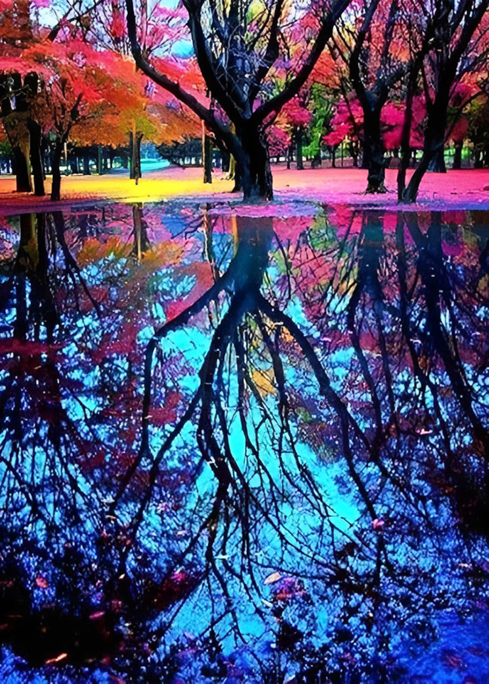 Tree Reflection in Water Diamond Painting