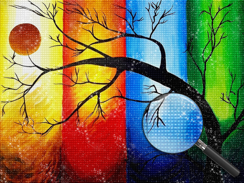 Four Colors Dead Tree Diamond Painting