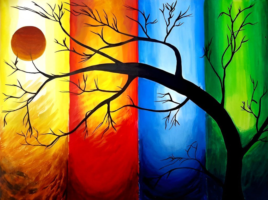 Four Colors Dead Tree Diamond Painting