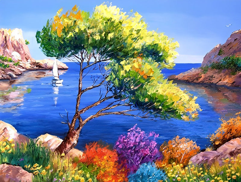 Leaning Tree by the Lake 5D DIY Diamond Painting Kits