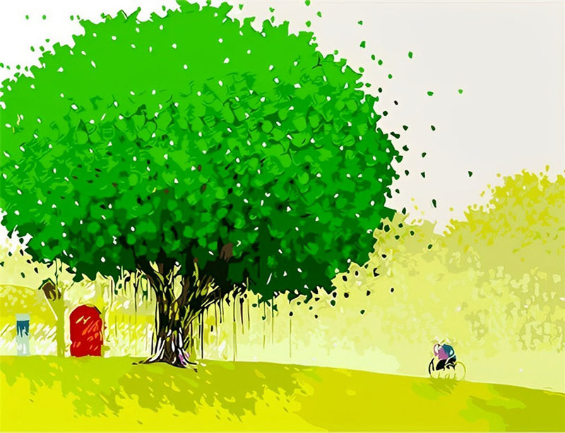 Green Tree and Elderly 5D DIY Diamond Painting Kits