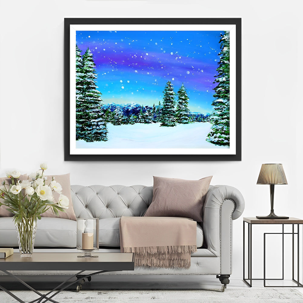 Pine Forest in the Snow Diamond Painting