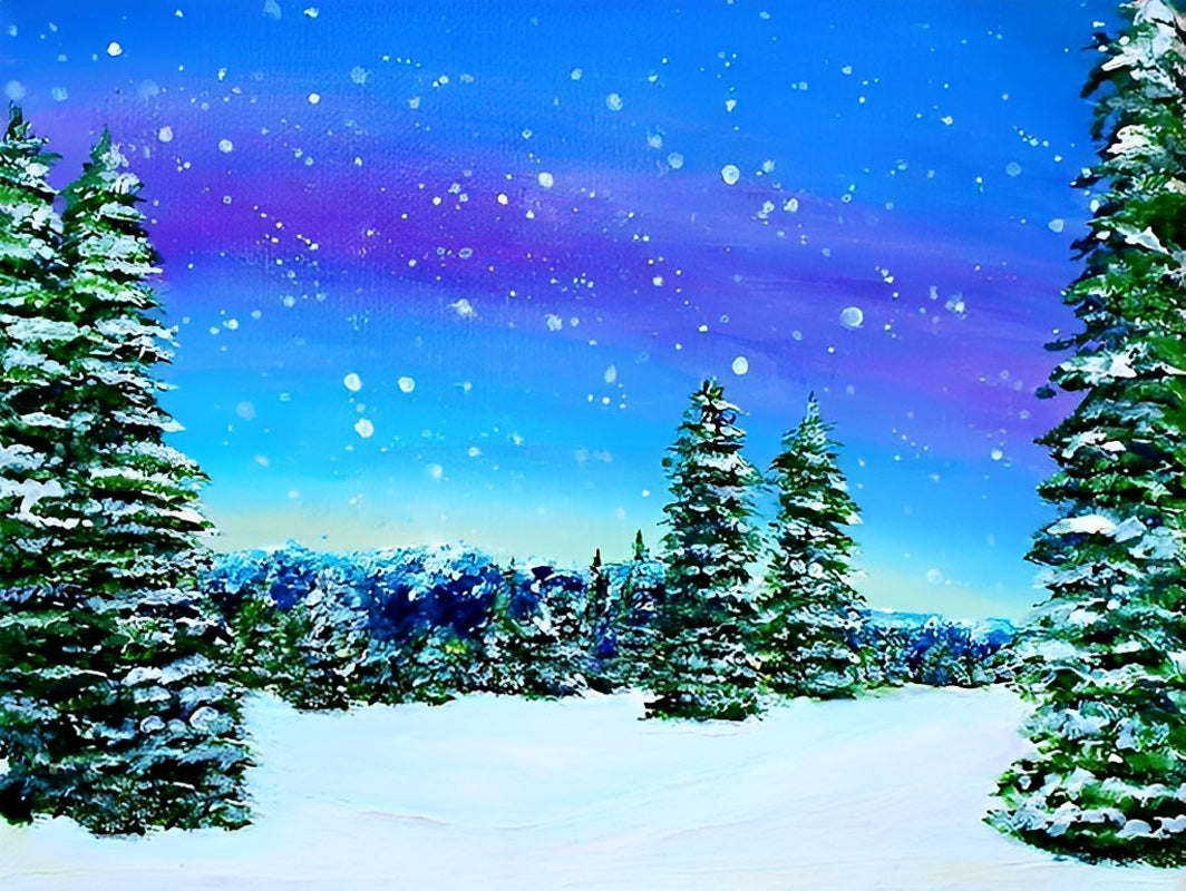 Pine Forest in the Snow Diamond Painting